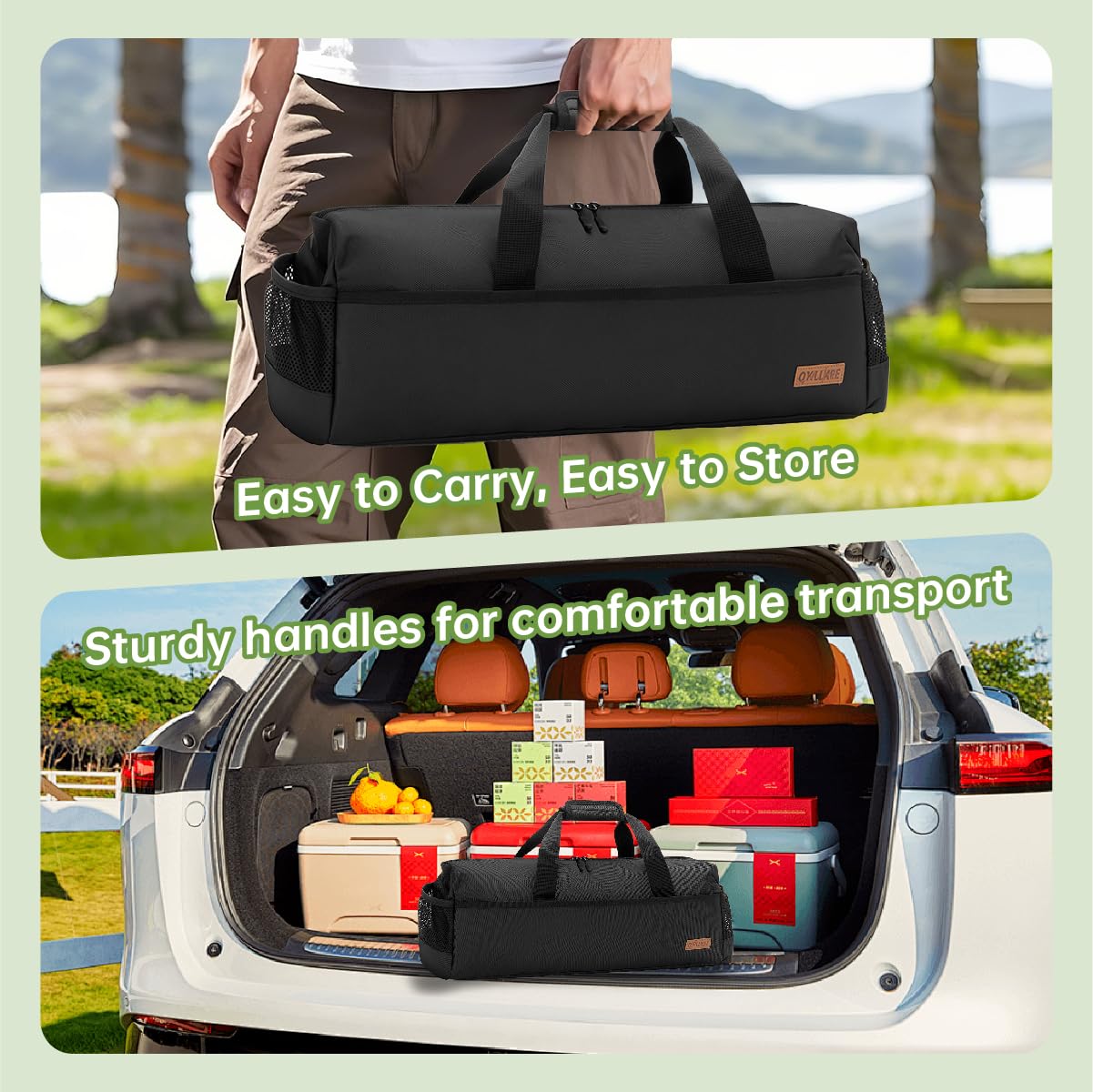 QYILUARE 22" Grill Tool Storage Bag,Heavy Duty 1680D Waterproof BBQ Tools Bag,Large Grill Utensil Storage Caddy with Pockets, BBQ Accessories Bag Compatible with Blackstone