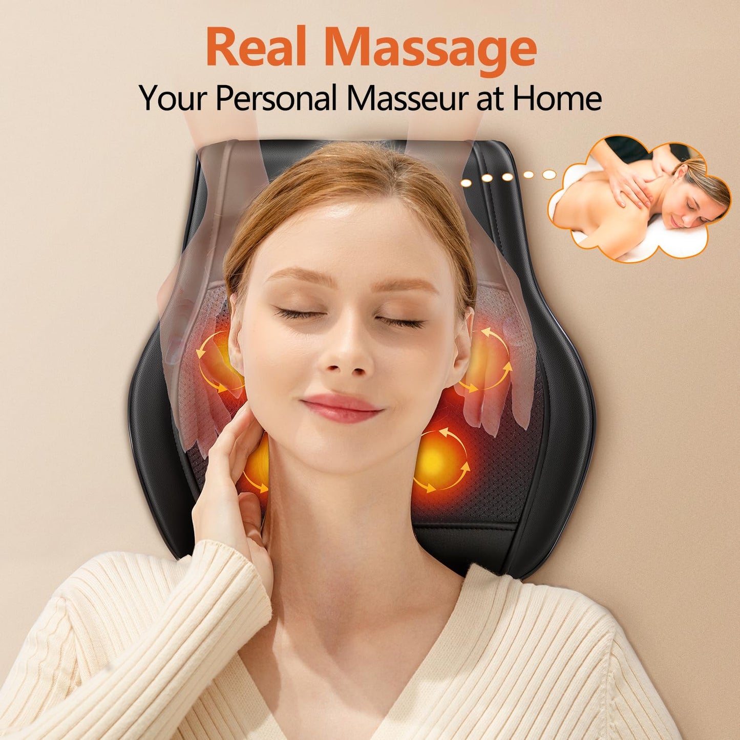 Brelley Neck and Back Massager for Pain Relief Deep Tissue with Heat, Shiatsu Shoulder Massager with Bi-Directional Rotating Head for Neck, Back, Shoulders, and Legs, Gift for Mom Dad