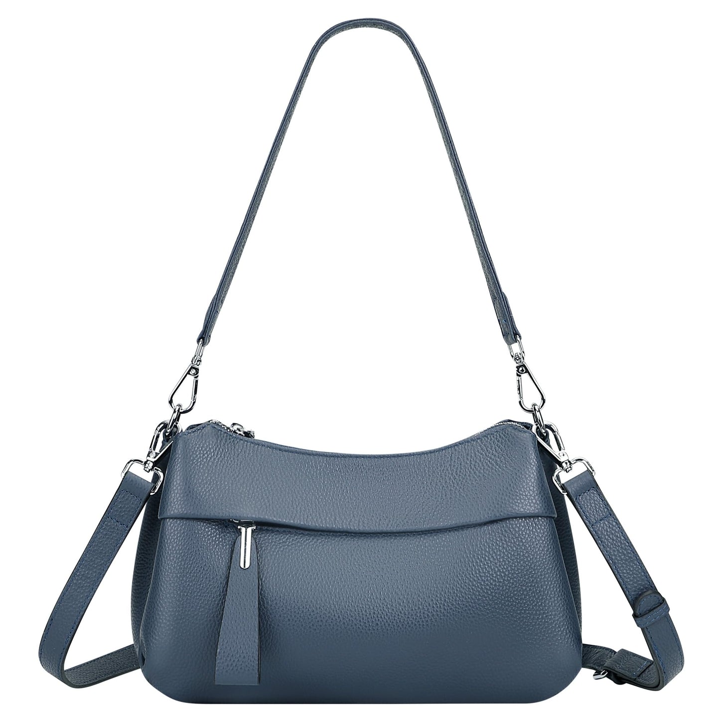 Over Earth Genuine Leather Handbags for Women Crossbody Bag Ladies Shoulder Hobo Purse Small(O111-2E Indigo Blue)