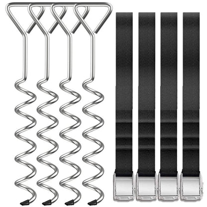 Trampoline Stakes Heavy Duty Anchors High Wind Stakes,15.84" Galvanized Steel Corkscrew Anchors Kit for Trampoline,Field-deployments, Hunting Camp, Canvass Tents(Set of 4)