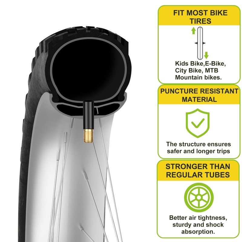 24" Bicycle Tubes Fit 1.75/1.95/2.125, 4 Pack Bike Interior Tube - Schrader Valve with 2 Tire Levers, Professional Bike Inner Tube Anti-Puncture for Road MTB Bike by Hydencamm