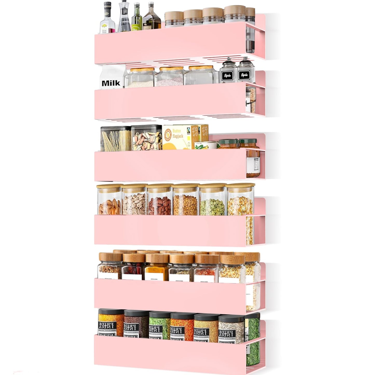 Magnetic Spice Rack Organizer for Fridge Seasoning Organizer for Kitchen storage with Screw Magnetic Shelf with Hook for Refrigerator and Oven (6pack)