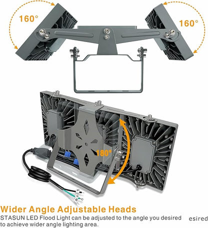 STASUN LED Flood Light Outdoor, 150W 13500lm Outdoor Lighting with 330° Lighting Angle, 3000K, 3 Adjustable Heads, IP66 Waterproof LED Exterior Security Area Lights for Yard, Parking Lot