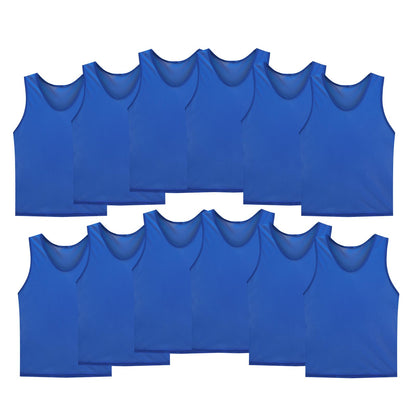 STLTYYP Sports Jerseys Mesh Pinnies Scrimmage Team Practice Vest for Kid for Teens and Adult (12 Jerseys)(L, blue)