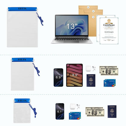 HEETA 5-Pack Clear Waterproof Dry Bag Pouch, Water Tight Cases Dry Bags Document Holder for Camera Mobile Phone Maps, Kayaking Boating (Blue)