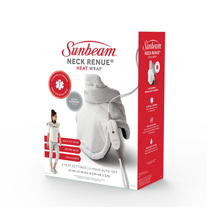 Sunbeam Contoured Heating Pad for Neck & Shoulder Pain Relief with Auto Shut Off Moist Heating Option 22 x 19 Grey