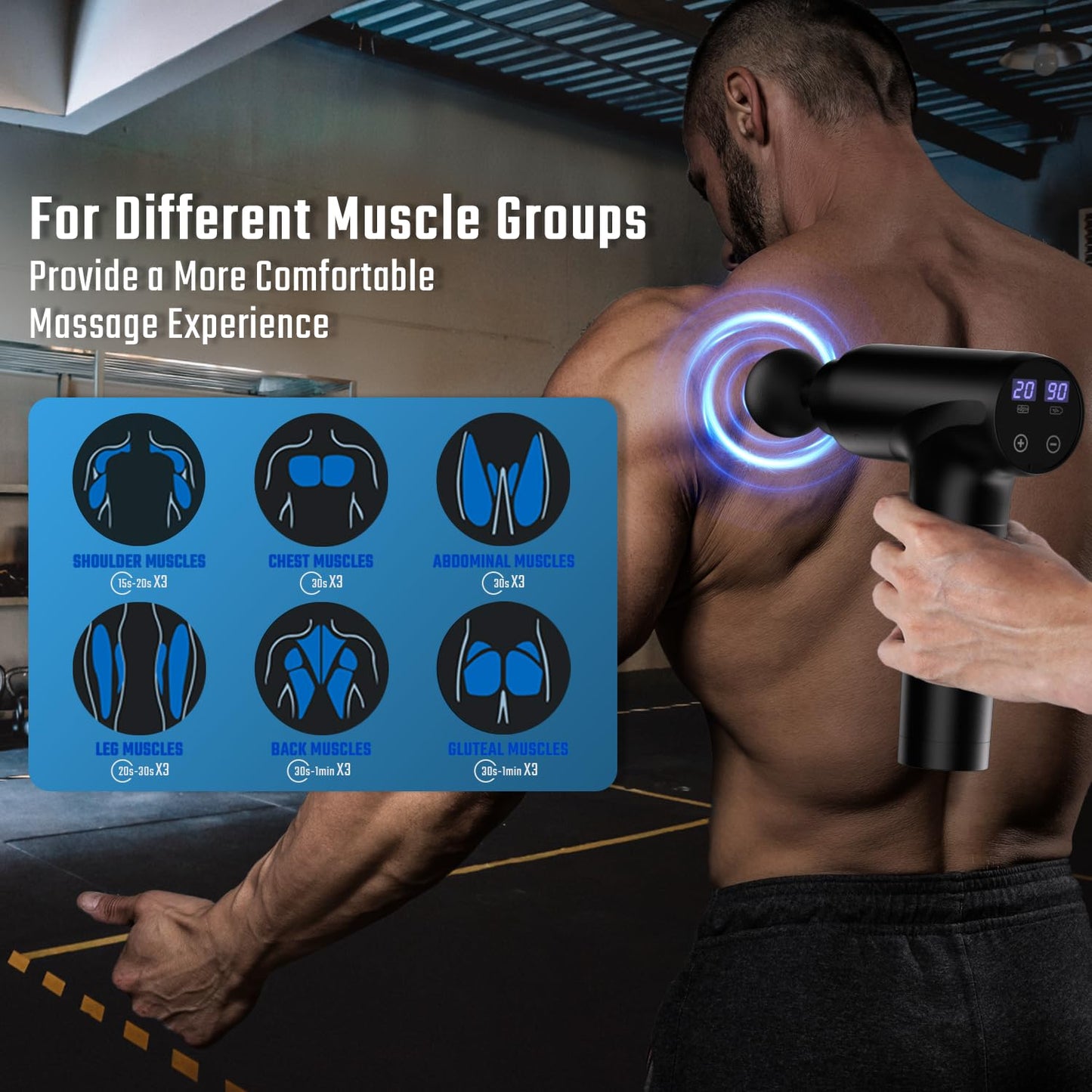 cotsoco Massage Gun, Muscle Massage Gun Deep Tissue Back Massager for Pain Relief, 20 Speeds Handheld Electric Massager Tool with Silent Brushless Motor, Suitable for Gym Office Home Travel