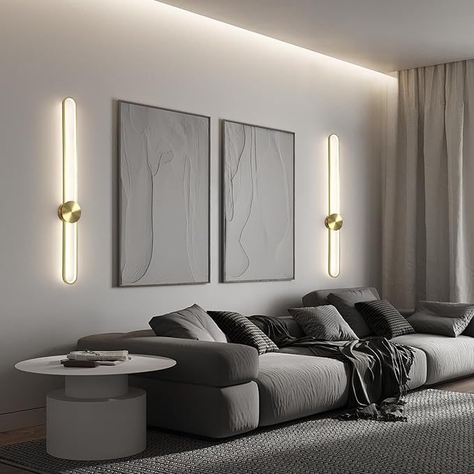 JAYMP Modern Wall Sconce Dimmable LED Wall Light Fixture, Hardwired Wall Lamp for Living Room, Dining Room, Bedroom, Hallway, Lobby, Entryway (Brushed Gold, H110cm/43.3inch)