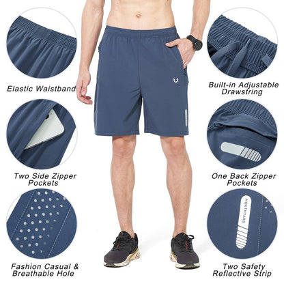 NORTHYARD Men's Athletic Running Shorts Gym Workout 7"/9"/5" Quick Dry Lightweight Sports Basketball Tennis 3 Zipper Pockets FEDERALBLUE L