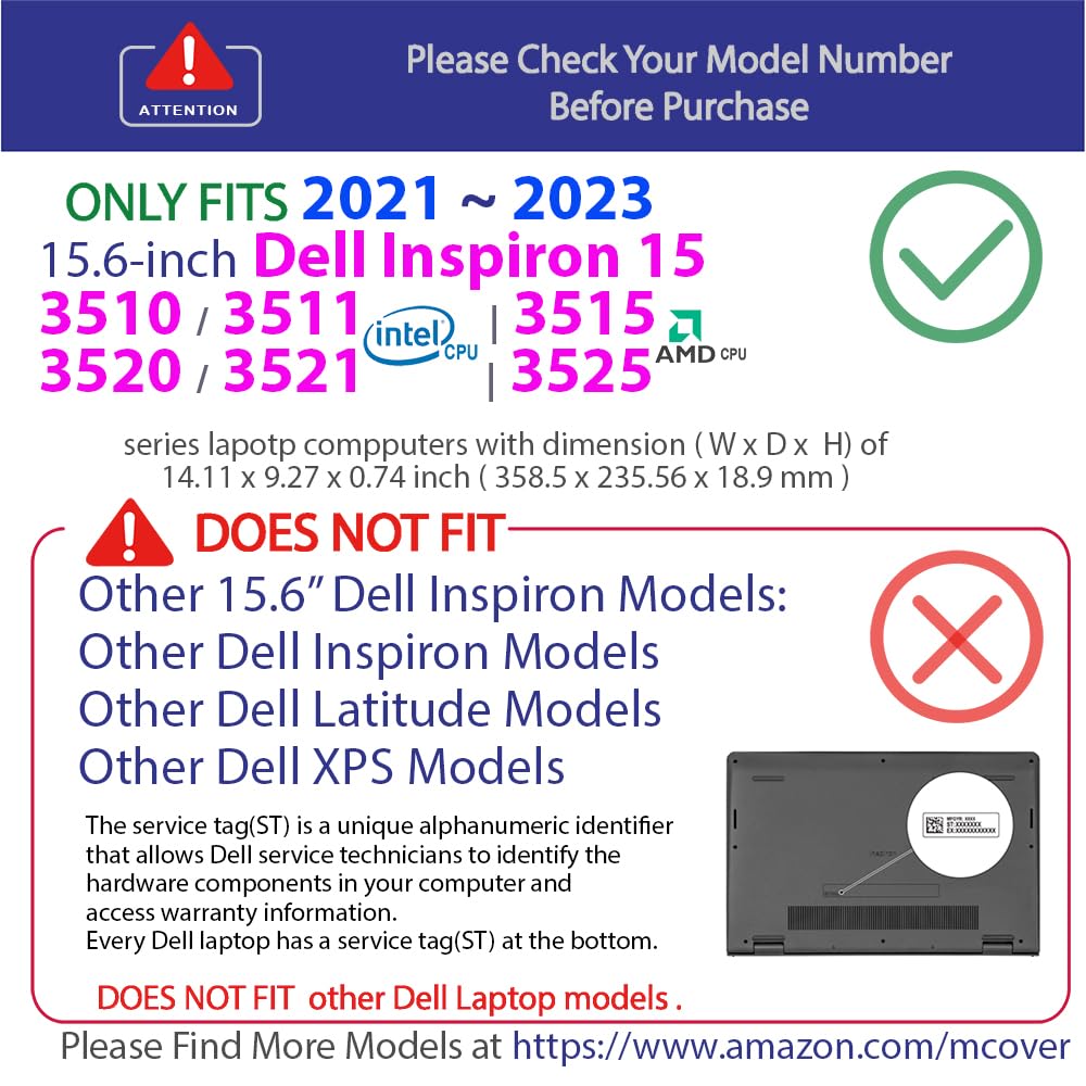 mCover Case Compatible ONLY for 2021-2023 15.6" Dell Inspiron 15 3510 3511 3515 3520 3521 3525 Series Laptop Computer (NOT Fitting Other Dell Models) - Blue