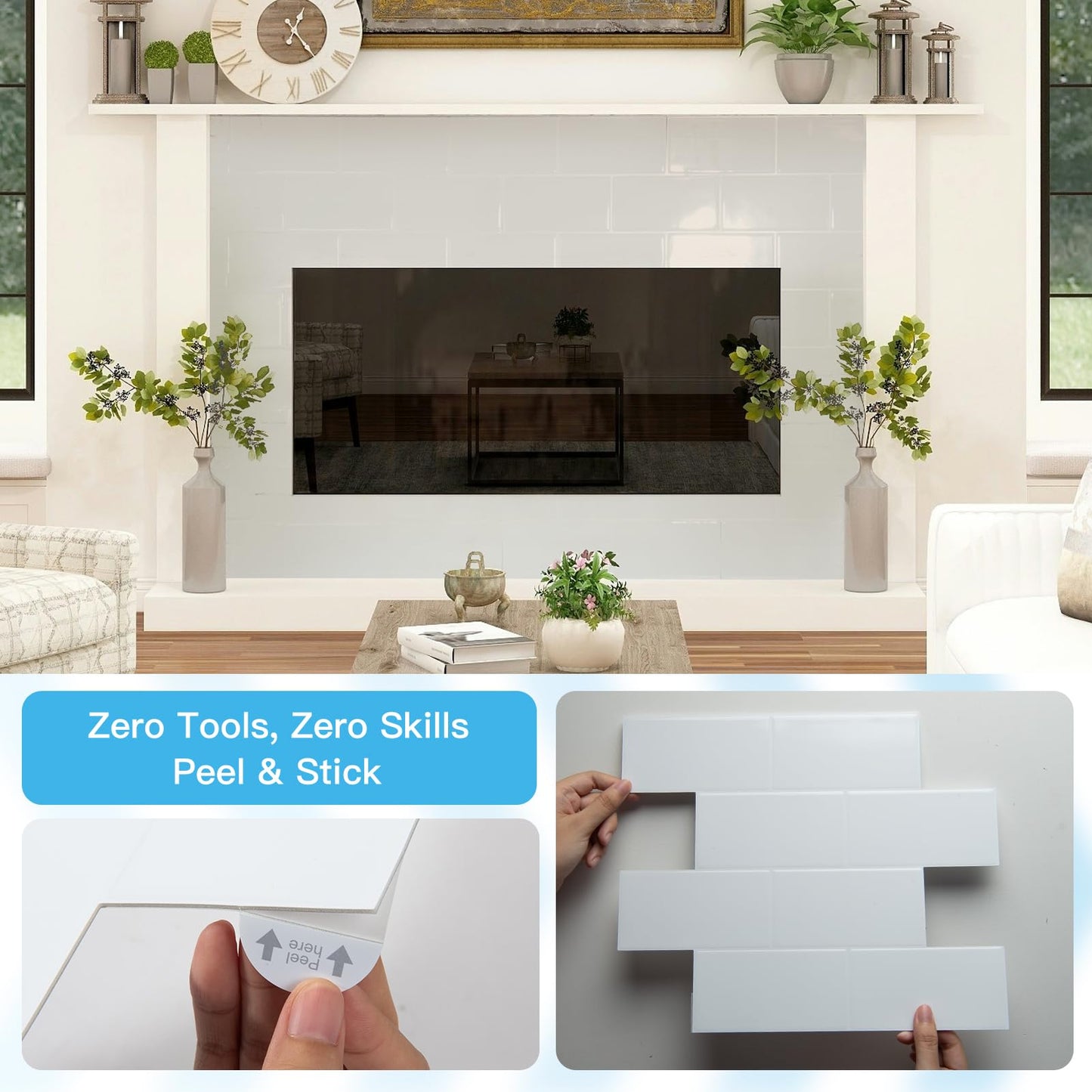 Art3d 10-Pack Heavy-Duty Peel and Stick Backsplash, 12.6 x 10.6 Inch Stick on Wall Tiles for Kitchen Bathroom Countertop Decor, White