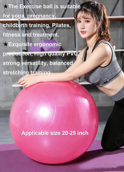 Yoga Exercise Ball, Balance Pregnancy Ball(25in /65cm) with Pump, Explosion-Proof Heavy Duty Swiss Balls for Fitness, Body Balance, and Physical Therapy, Posture Training/Pink