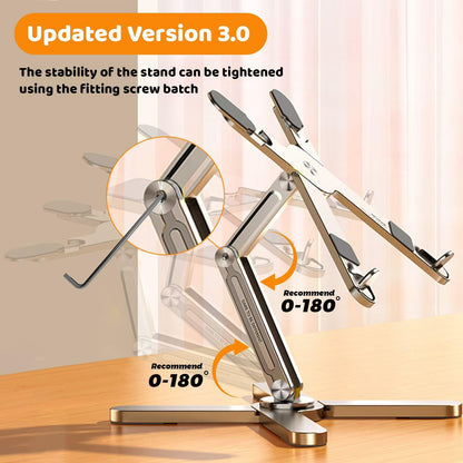 Moallia Laptop Stand with 360 Rotating Base, Computer Notebook Laptop Riser Metal Holder for Desk Collaborative Work, Fully Foldable for Easy Storage, Fits All MacBook, Laptops up to 16 inches