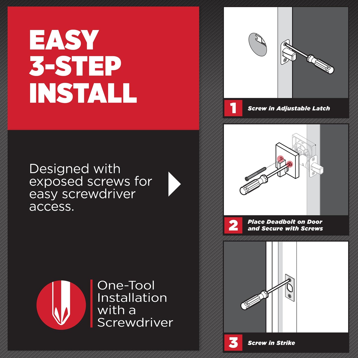 Kwikset Downtown Deadbolt Lock, Matte Black Square Exterior Keyed Front Entry Door, Pick Resistant SmartKey Rekey Security, Single Cylinder Dead Bolt, with Microban Protection