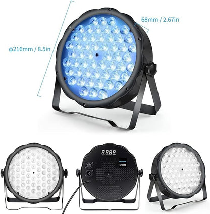 BETOPPER LED Par Lights 54 x 1.5W, RGB Stage Lights DMX DJ Lighting Sound Activated with Stand, Strobe Light & Wash Par Lighting DMX for Parties, Church, Wedding, Bars, 12