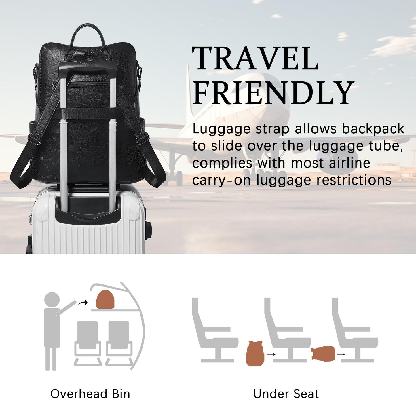 Shrrie Vegan Leather Laptop Backpack for Women 15.6 inch Work Backpack Fashion Travel Backpack Purse for Business College