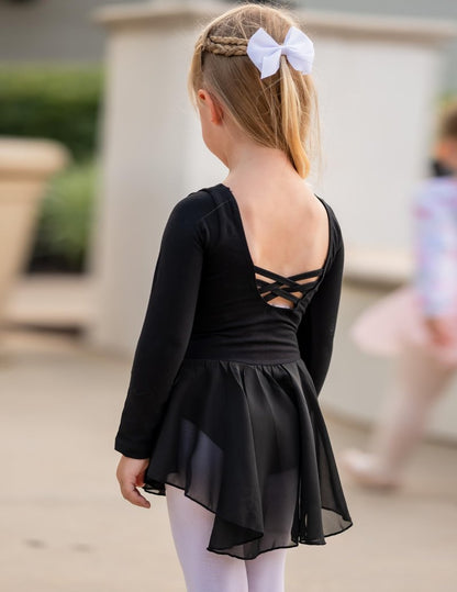 Zaclotre Ballet Leotards for Girls Toddler Classic Long Sleeve Criss-Cross Back Dance Dress Ballerina Outfits