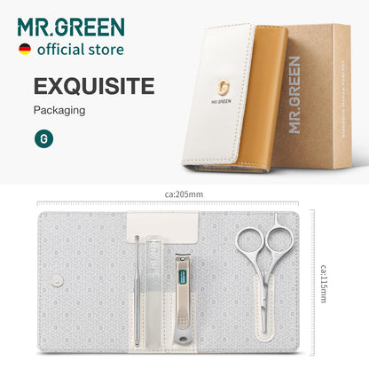 MR.GREEN Colorful Manicure Set Practical Pedicure Kits Nail Clippers Personal Care Tools Facial Hair Scissors with Fashion Case (Mr-6681 Green)