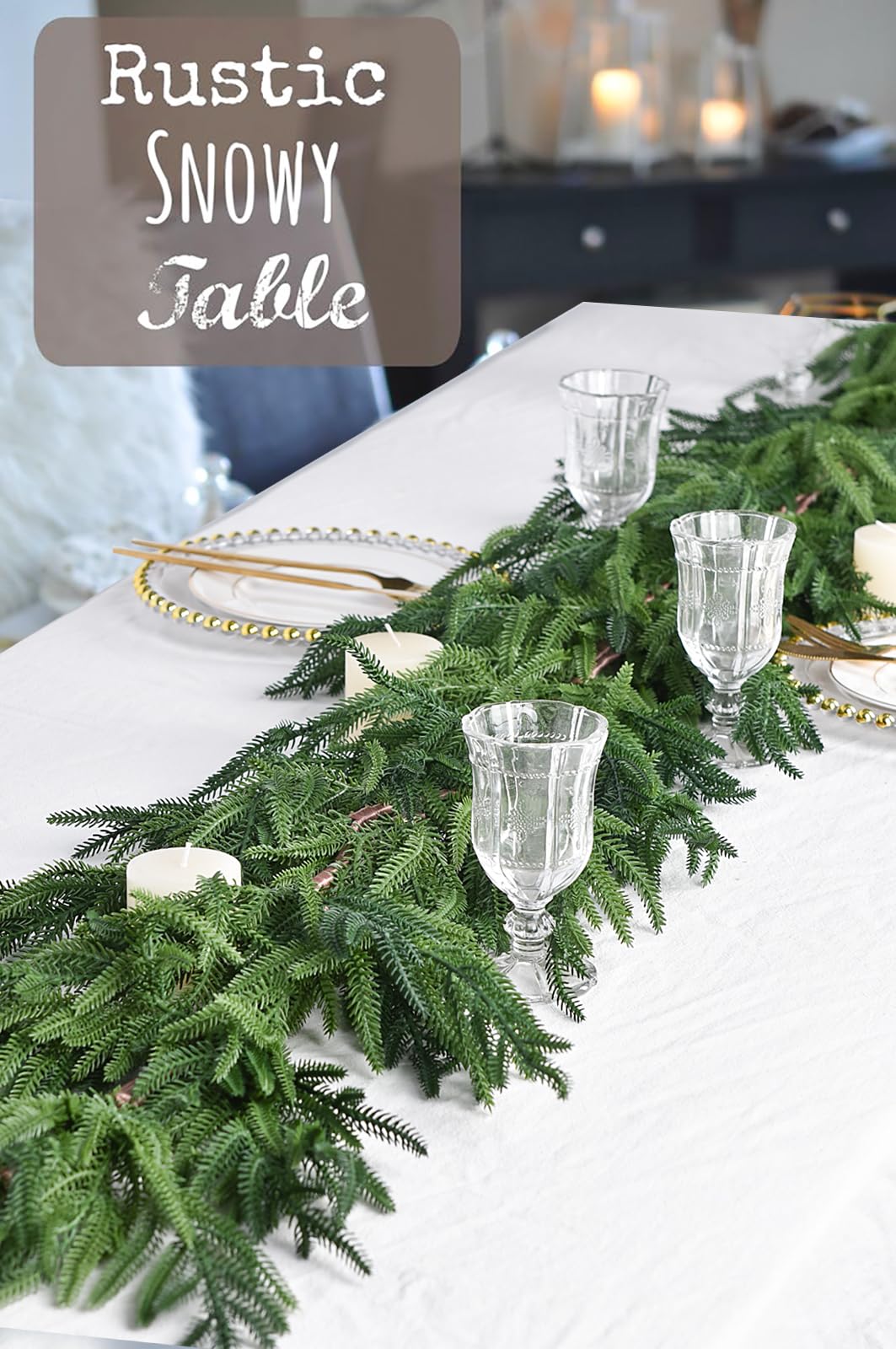 Norfolk Pine Garland Christmas Decoration - 9ft Realistic Pine Needles Artificial Greenery Garland for Holiday Mantel Fireplace Stairs Railing Table Home Decor