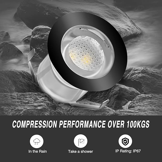 Low Voltage LED Deck Light Kit Stainless Steel Waterproof Recessed Wood Decking Stairs Garden Yard Patio Decor Lamp Outdoor Black Border LED Lighting (Blue, 20pcs)