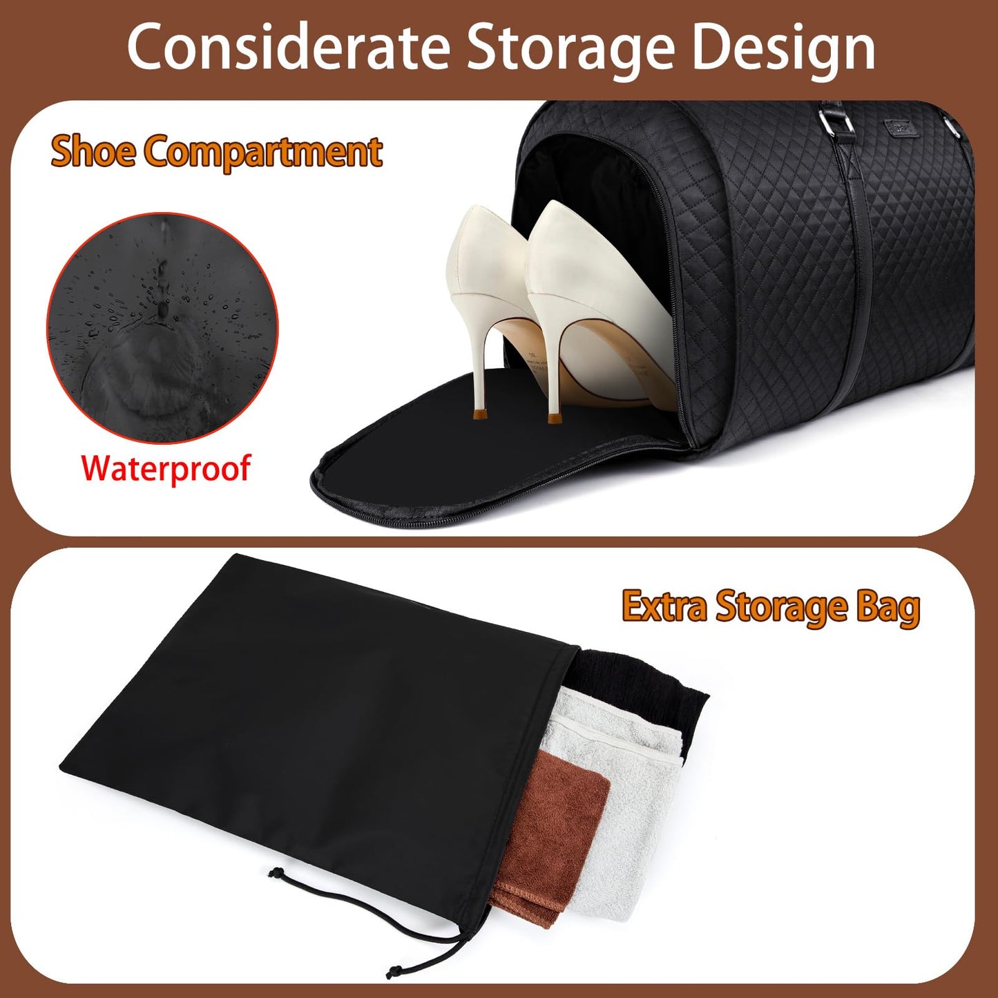 Convertible 2-in-1 Garment Bags for Travel, Carry On Garment Duffle Bag With Shoe Compartment Large Weekender Bag for Women Men Hanging Suitcase Suit Travel Duffel Overnight Bags 4pcs Set