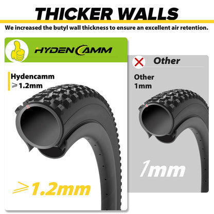 Hydencamm 4 Pack 26x3 Bike Tube, 26 X 3.0/3.50 Bicycle Tube 32mm AV Schrader Valve with 2 Tire Levers, Butyl 26x3 Bike Tire Tube Compatible with 26X3.0 26 X 3.5 for EBike/Electric/Mountain Bike