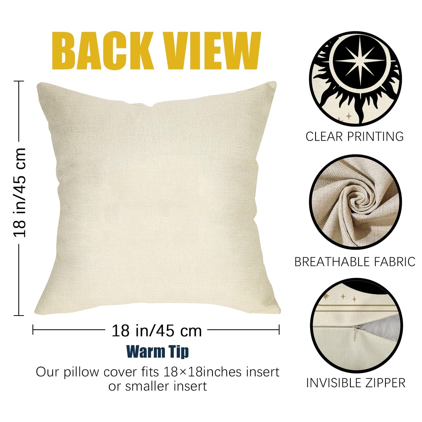 Fahrendom Celestial Sun Moon Phase Decorative Throw Pillow Covers 18 x 18 Set of 4, Boho Star Butterfly Mystical Astrology Porch Patio Outdoor Pillowcase, Witchy Sofa Couch Cushion Case Home Decor