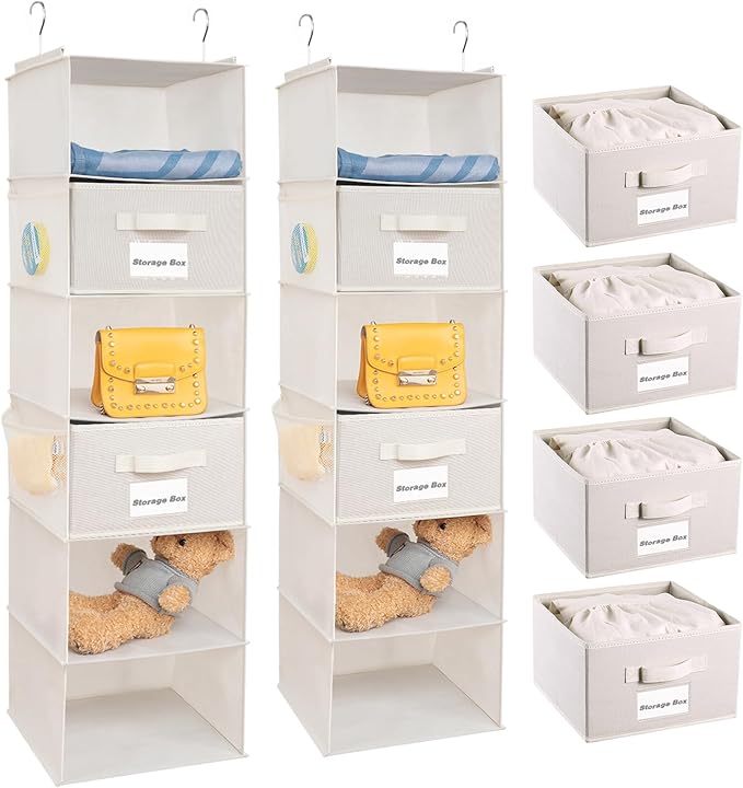 2 Pack 6 Shelves Hanging Closet Organizer