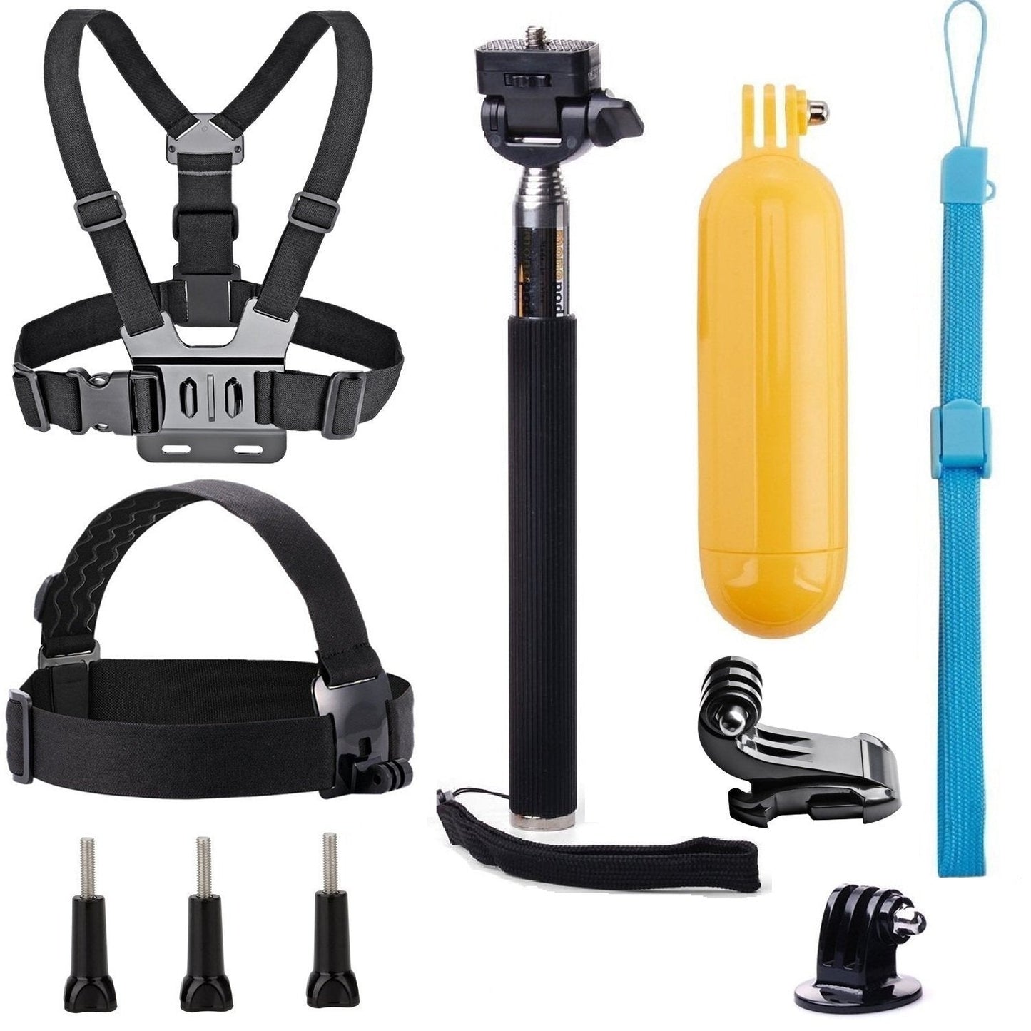 VVHOOY Universal Action Camera Accessories Bundle Head Chest Strap Mount/Selfie Stick/Floating Hand Grip Compatible with Dragon Touch/AKASO EK7000 Brave 4 5 6 7 LE V50X/GoPro Hero 13 12 11 10 9 8 7