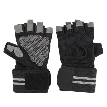Greenery-GRE Workout Gloves with Wrist Support Weightlifting Gloves for Men Women Non-Slip Gym Gloves Fingerless Training Exercise Fitness (1, Black, X-Large-Men)
