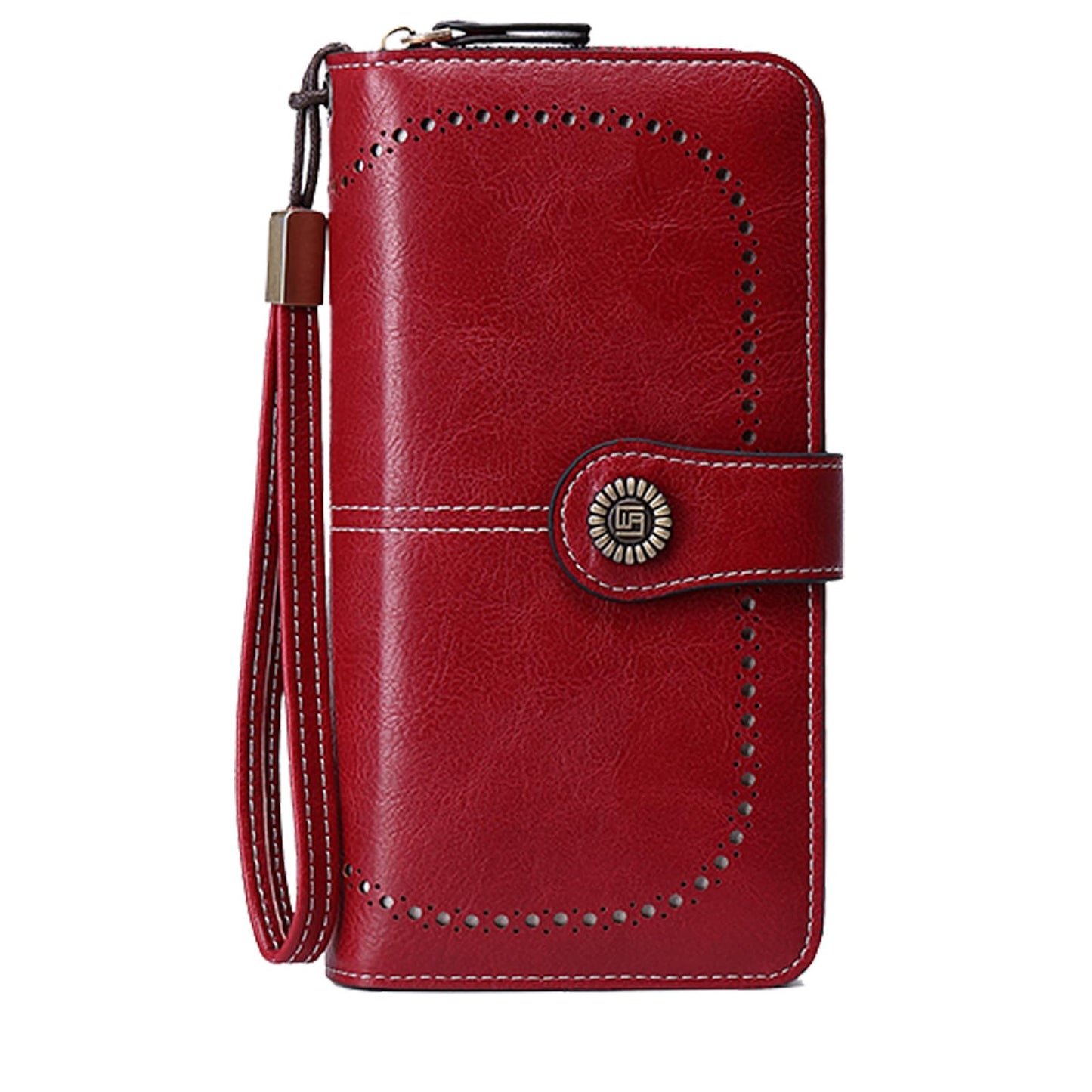 YAPAIOU Wallets for Women Leather Large Capacity Credit Card Holder Bifold RFID Blocking for Women with Pocket ID Window(Wine Red)