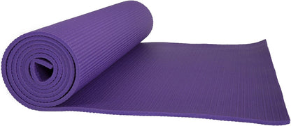 Yoga Mat - Thick Double-Sided Foam Gym and Workout Equipment - Padded Fitness Surface for Pilates with Carrying Strap by Wakeman (Purple)