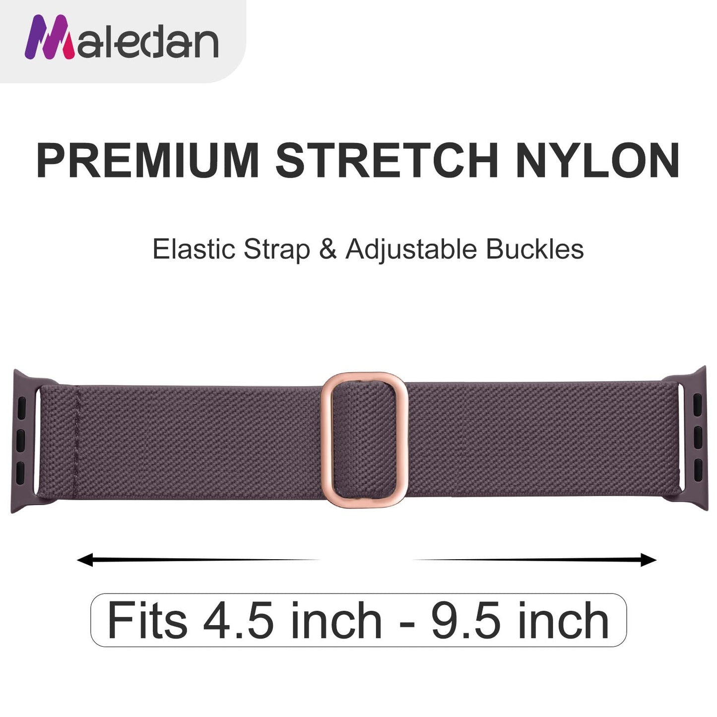 Maledan 10Pack Stretchy Nylon Solo Loop Compatible with Apple Watch Band 45mm 44mm 42mm 46mm 49mm Women Men, Soft Adjustable Braided Elastic Wristband for iWatch Ultra 2 Series 10/9/8/7/6/5/4/3/2/1/SE