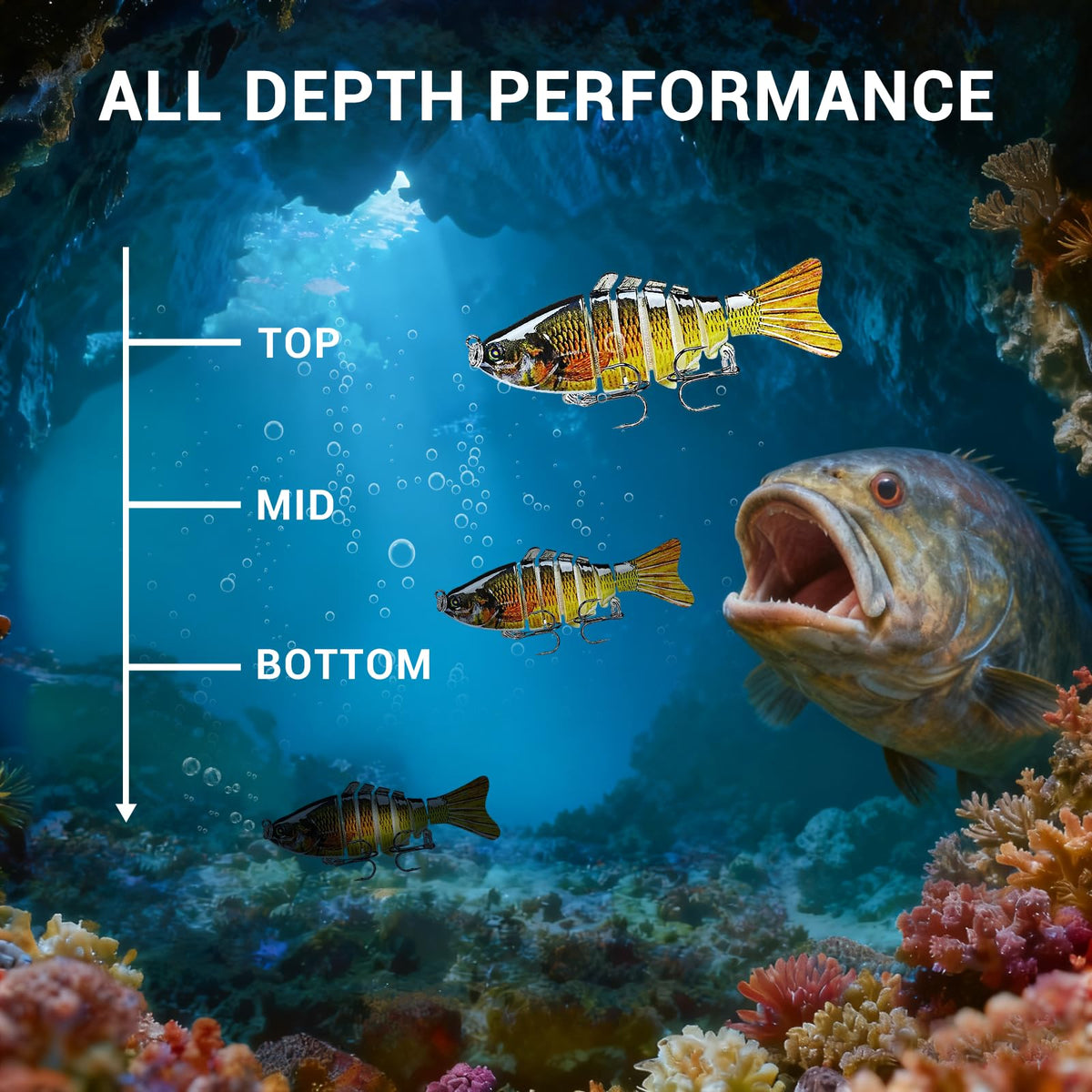Keenjorika 5-Pack Fishing Lures Multi Jointed Fish Fishing Kits, Slow-Sinking Lifelike Segmented Swimbait Crankbaits, Realistic Swimming Action for Bass, Trout, Pike & Walleye – Freshwater & Saltwater
