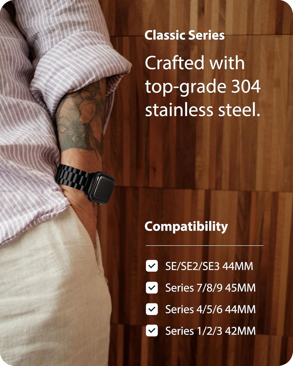 Fullmosa Metal Band Compatible with Apple Watch Bands 45mm 44mm 42mm, iWatch Band with Case for Apple Watch Series 11 10 9 8 7 6 5 4 3 2 1 SE3/2/1 Ultra3/2/1, Black