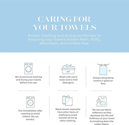 White Classic Luxury Light Blue Hand Towels