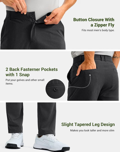 G Gradual Men's Golf Pants with 5 Pockets 30"/32"/34" Lightweight Quick Dry Stretch Work Dress Pants Casual Slacks for Men(Black,W40 L30)