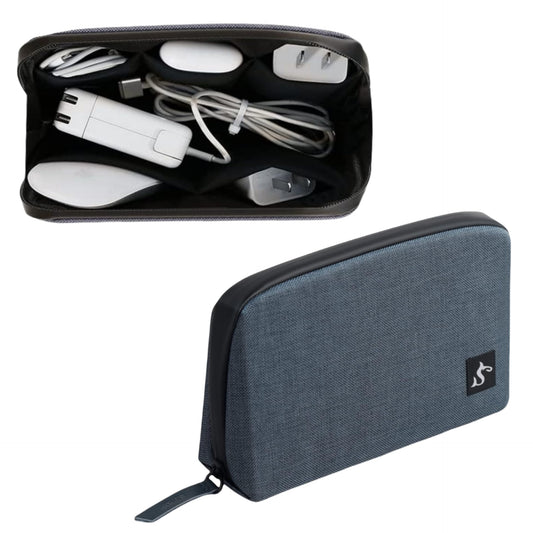 simtoper Small Electronics Organizer Travel Case – Slim Travel Cable Pouch for Small Tech Accessories, Cords, Chargers, Earbuds – Lightweight Mini Tech Bag for Backpack, Business, Travel (Blue)
