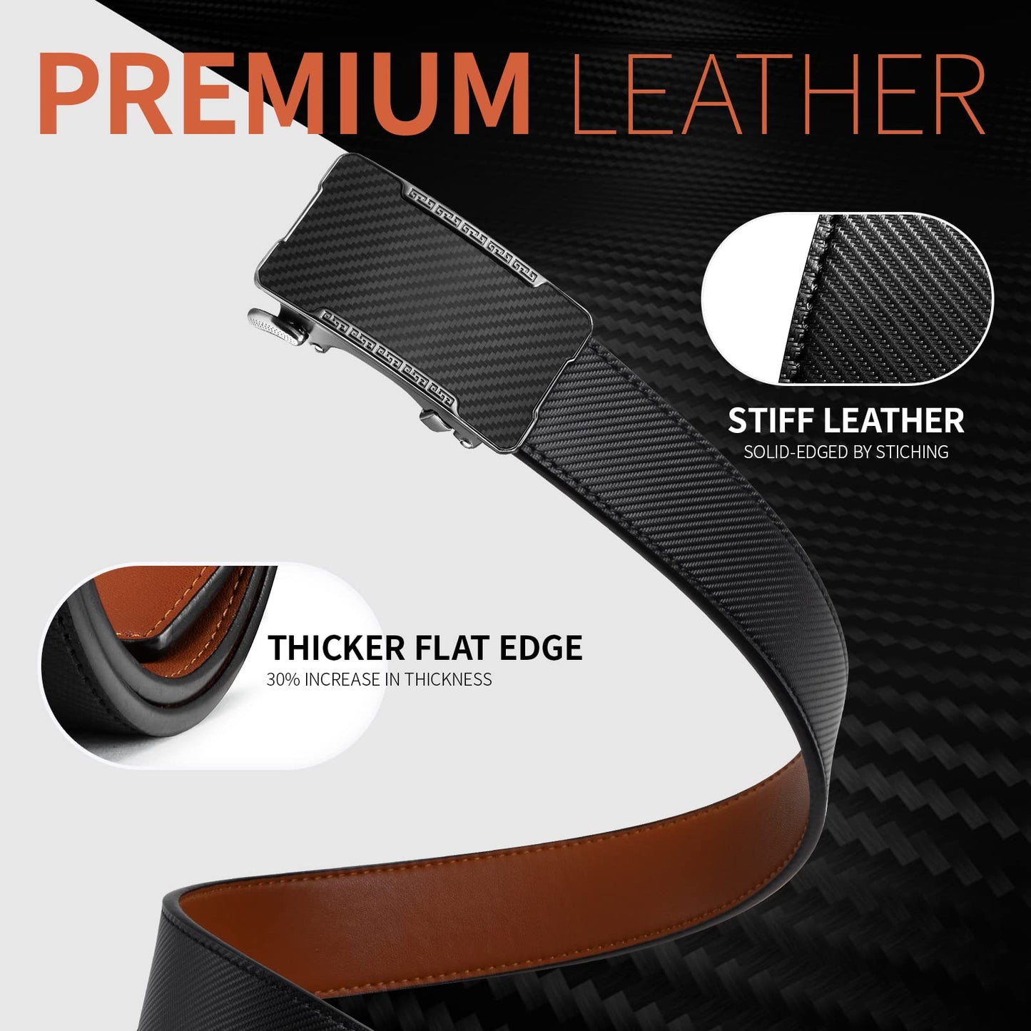 Zitahli Ratchet Belts for Men,Adjustable for Gift mens belt Leather For Dress and Casual,Hiding Tail-Trim to Fit,Men's Accessories 34"-40"