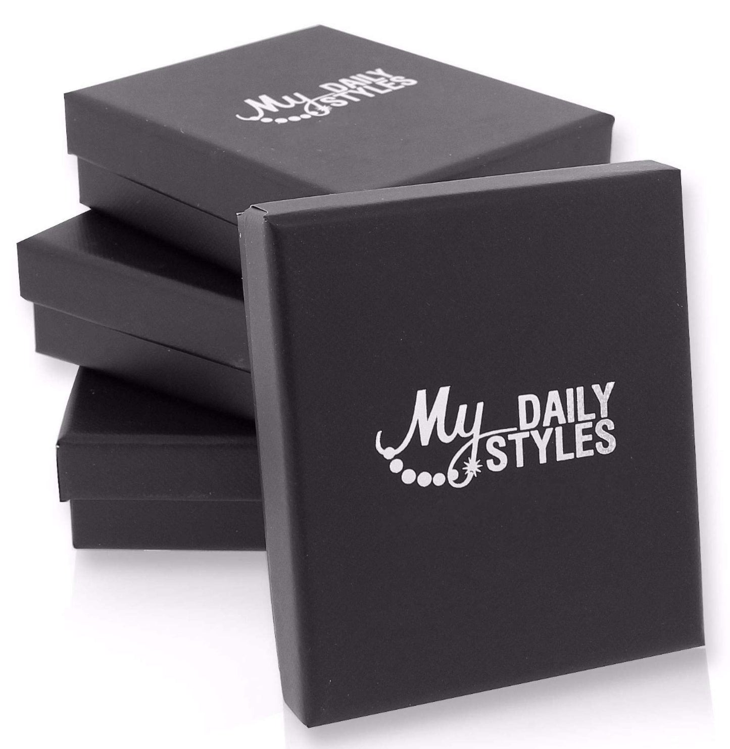 My Daily Styles Mens Blue Genuine Leather Bracelet with Stainless Steel 8" Silver