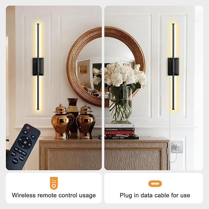 Battery Operated Wall Light Set of 1 - Silver Picture Wireless Led Plug In Walls Sconce Fixture Indoor - Art Decor Bathroom Sconces Rechargeable - Modern Bedroom Cordless Lights Fixtures with Remote