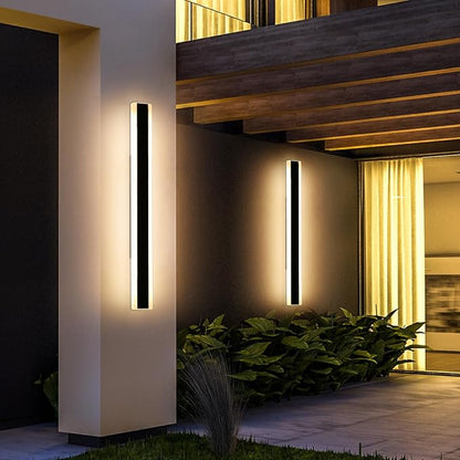 2 Pack 47.2inch Modern Outdoor Wall Light Fixture, IP65 Waterproof Outside LED Wall Sconce, 3 Color 3000K/4500K/6000K, 42W, Black Exterior Garage Lighting for House, Patio, Garden, Porch