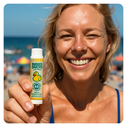 Rubber Ducky | Lip Balm with SPF 44, Water Resistant Sunscreen Lip Balm | Vegan, Untinted, Vanilla Flavor, with Vitamin E | All Season - Broad Spectrum Sunscreen for Lips