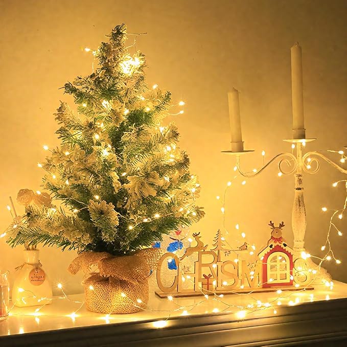 Plug in Firecracker Lights 100FT 1000 LED Warm White Copper Wire Indoor Cluster Fairy Lights with Remote Timer for Bedroom, Living Room, Tree, Garden, Porch, Patio, Backyard, Christmas Tree