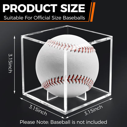 Guirnd 2 Pack Baseball Display Case, UV Protected Acrylic Baseball Holder Display case, Cube Memorabilia Autograph Ball Protector Boxes for Official Size Ball