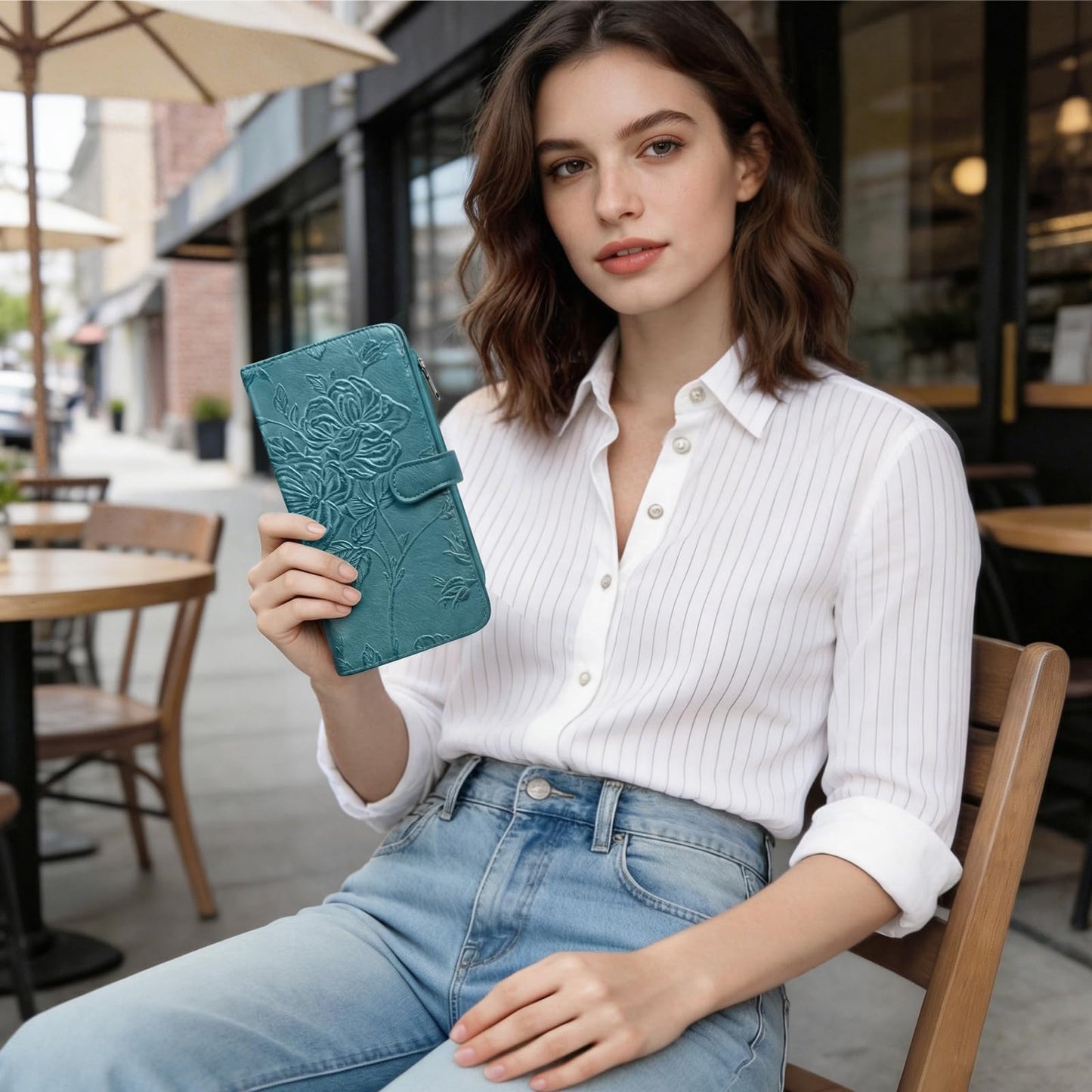 FORUWISH Wallet Women, RFID Blocking Slim Credit Card Holder For Women, Coin Purse, Travel Wallet, Foldable Clutch Wallet With Zipper Pocket