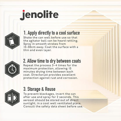 JENOLITE Directorust Spray Paint for Metal - GOLD - Metallic Gloss Finish for Indoor and Outdoor use - Multi-Surface for Metal, Plastic, Ceramic, Wood & Rusted Surfaces - 400ml (13.52fl oz)