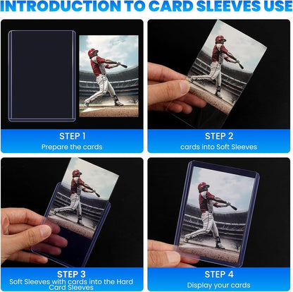 Top Loaders for Cards - 200 Hard Plastic Sleeves for Baseball & Football | 3" x 4" Trading Card Protectors