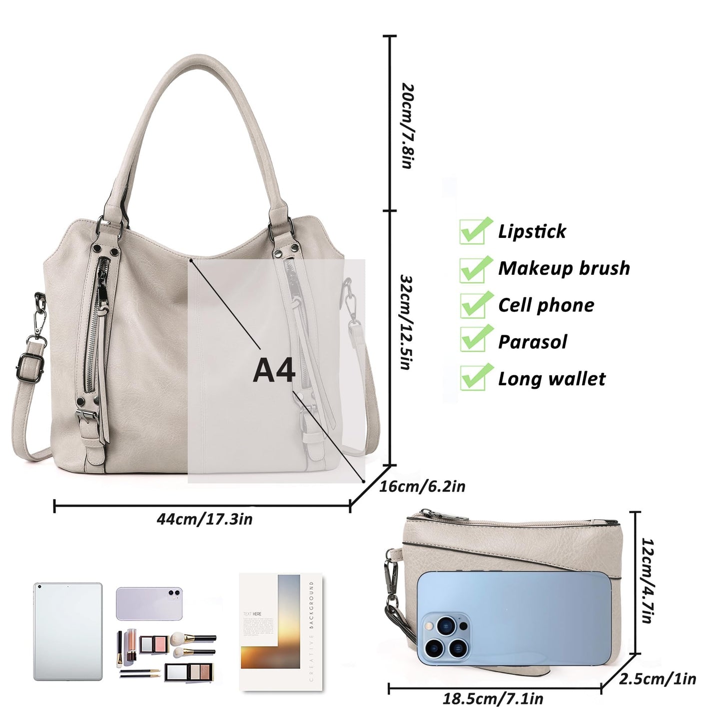 TANTOMI Tote Handbags for Women Hobo Purse and Shoulder Bags Multiple Pockets with Adjustable Strap for Work Travel Everyday