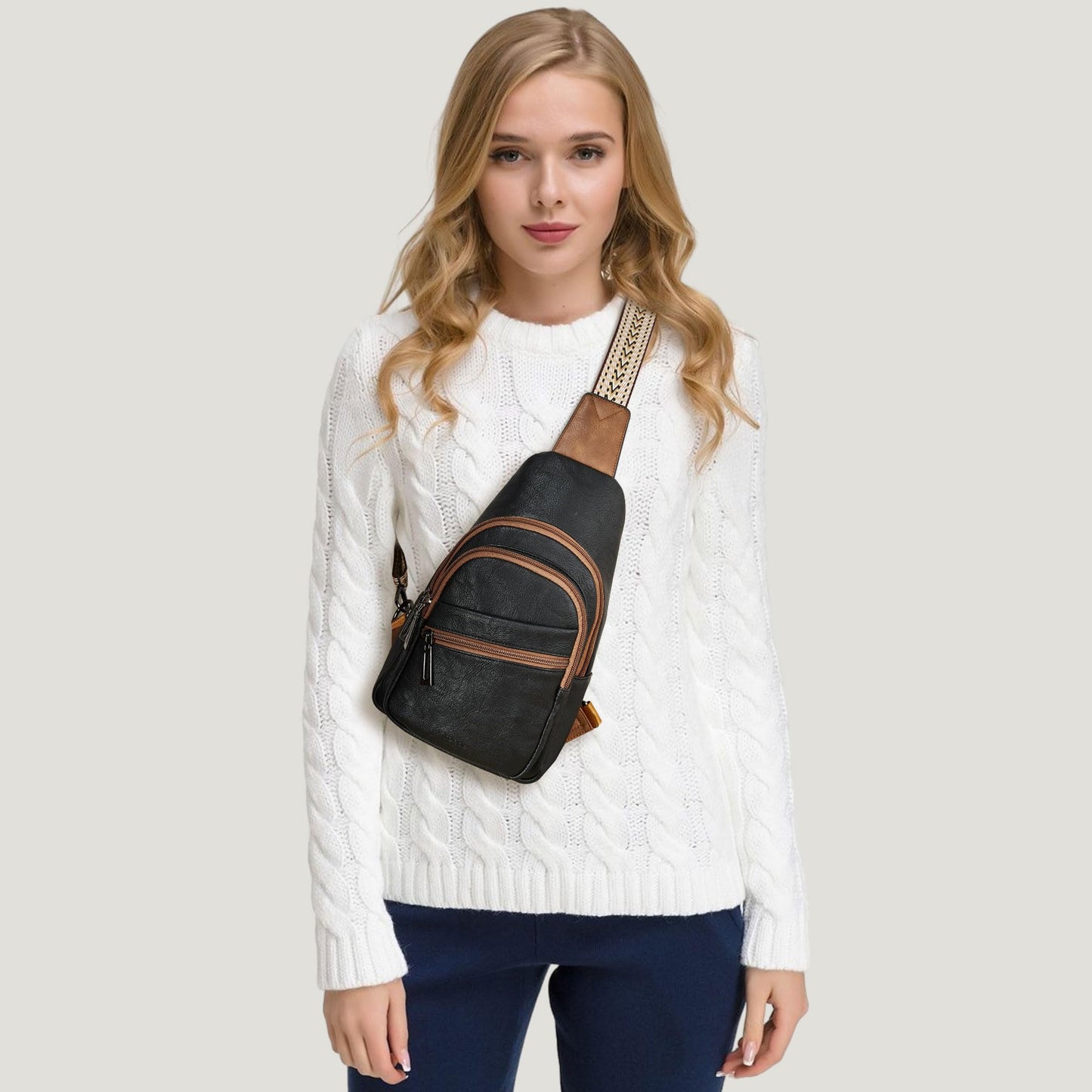 Mroede Sling Bag Crossbody Bags for Women Small Cross Body Bag Fanny Packs Chest Sling Purse for Daily Travel Leisure Sport